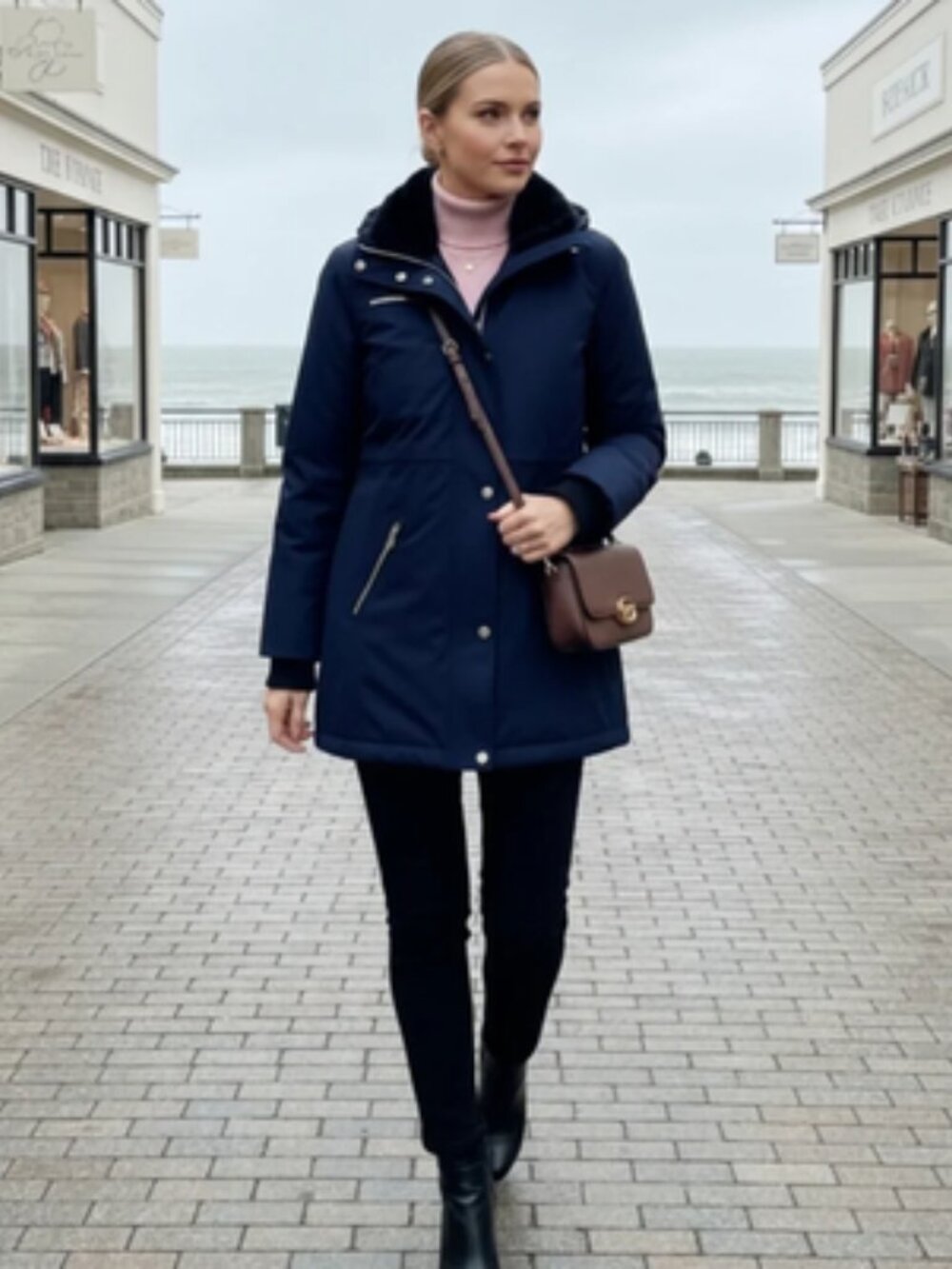 Jessica Simpson Navy Soft Shell Fall/Winter Coat With Built-In Vest - Size XS